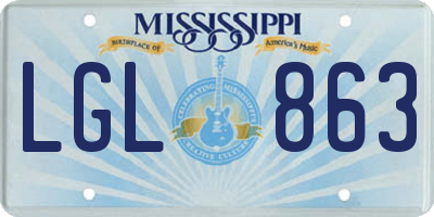 MS license plate LGL863