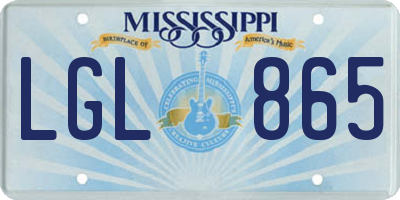 MS license plate LGL865