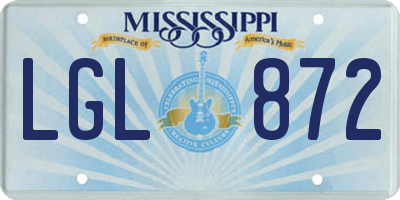 MS license plate LGL872