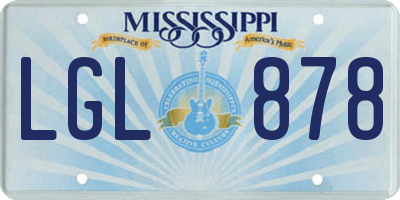 MS license plate LGL878