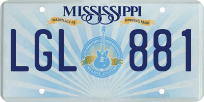 MS license plate LGL881