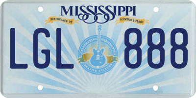MS license plate LGL888