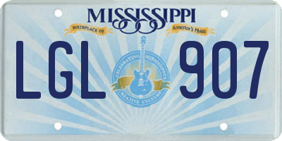 MS license plate LGL907