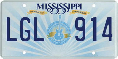 MS license plate LGL914