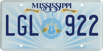 MS license plate LGL922
