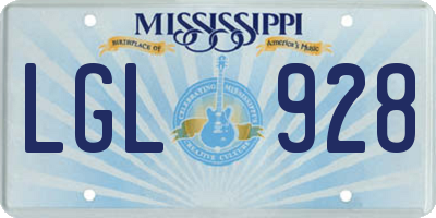 MS license plate LGL928