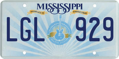MS license plate LGL929