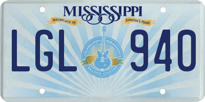 MS license plate LGL940
