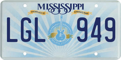 MS license plate LGL949