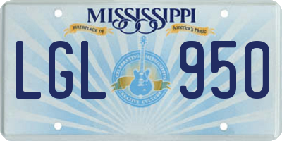 MS license plate LGL950