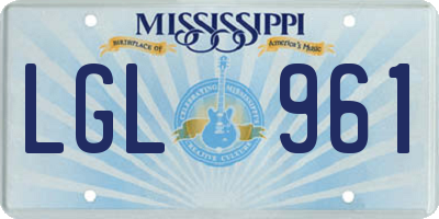MS license plate LGL961