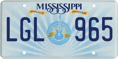 MS license plate LGL965