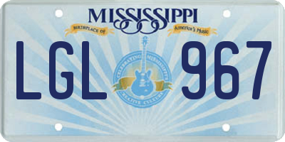 MS license plate LGL967