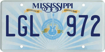 MS license plate LGL972