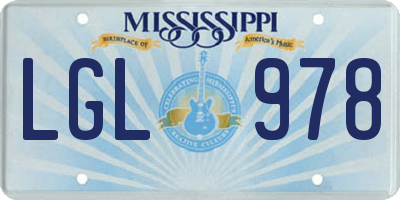 MS license plate LGL978