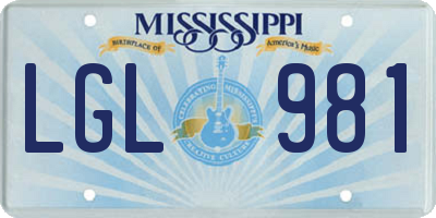 MS license plate LGL981