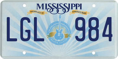MS license plate LGL984