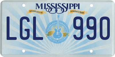 MS license plate LGL990