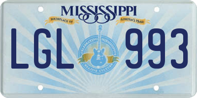 MS license plate LGL993