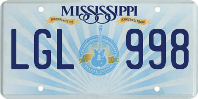 MS license plate LGL998