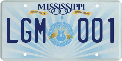 MS license plate LGM001