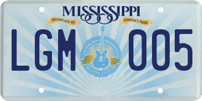 MS license plate LGM005