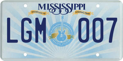 MS license plate LGM007