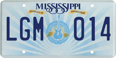 MS license plate LGM014