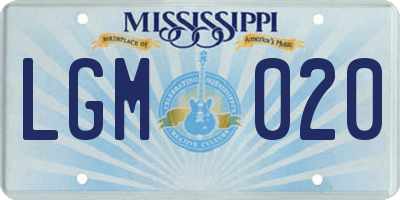 MS license plate LGM020