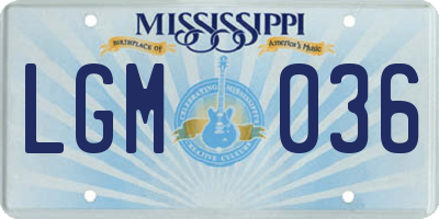 MS license plate LGM036