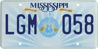 MS license plate LGM058