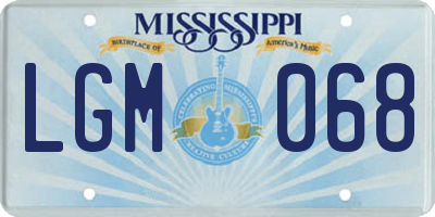 MS license plate LGM068