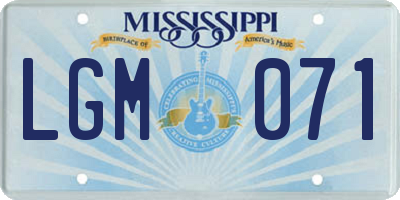 MS license plate LGM071