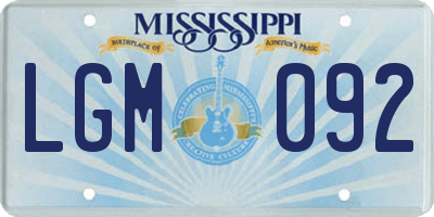 MS license plate LGM092