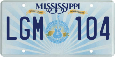 MS license plate LGM104