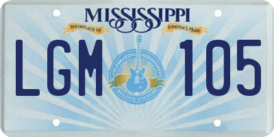 MS license plate LGM105