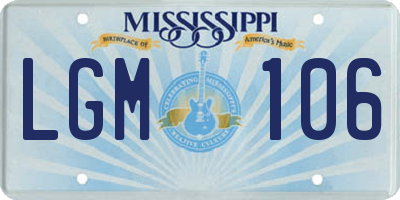 MS license plate LGM106