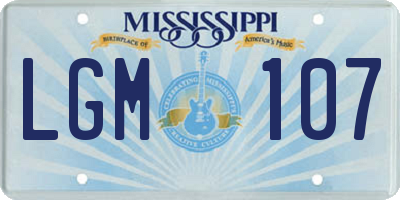 MS license plate LGM107