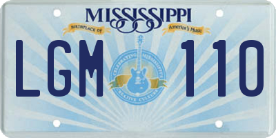 MS license plate LGM110