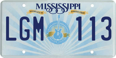 MS license plate LGM113