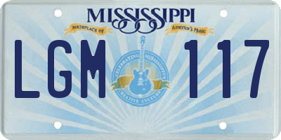 MS license plate LGM117