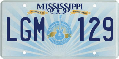 MS license plate LGM129