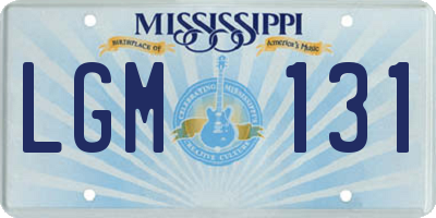MS license plate LGM131