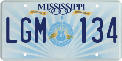MS license plate LGM134
