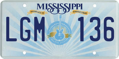 MS license plate LGM136