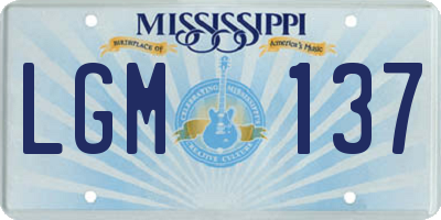 MS license plate LGM137