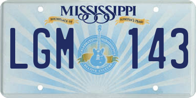 MS license plate LGM143