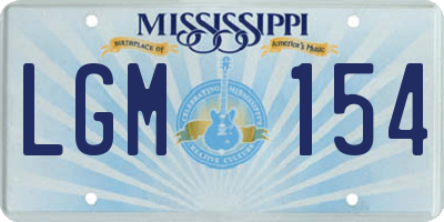 MS license plate LGM154