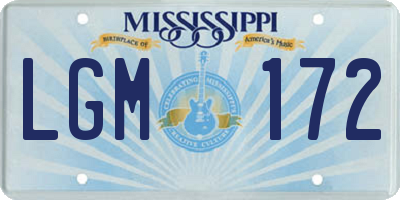 MS license plate LGM172