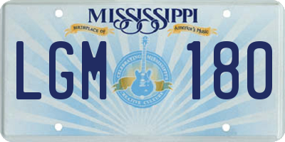 MS license plate LGM180